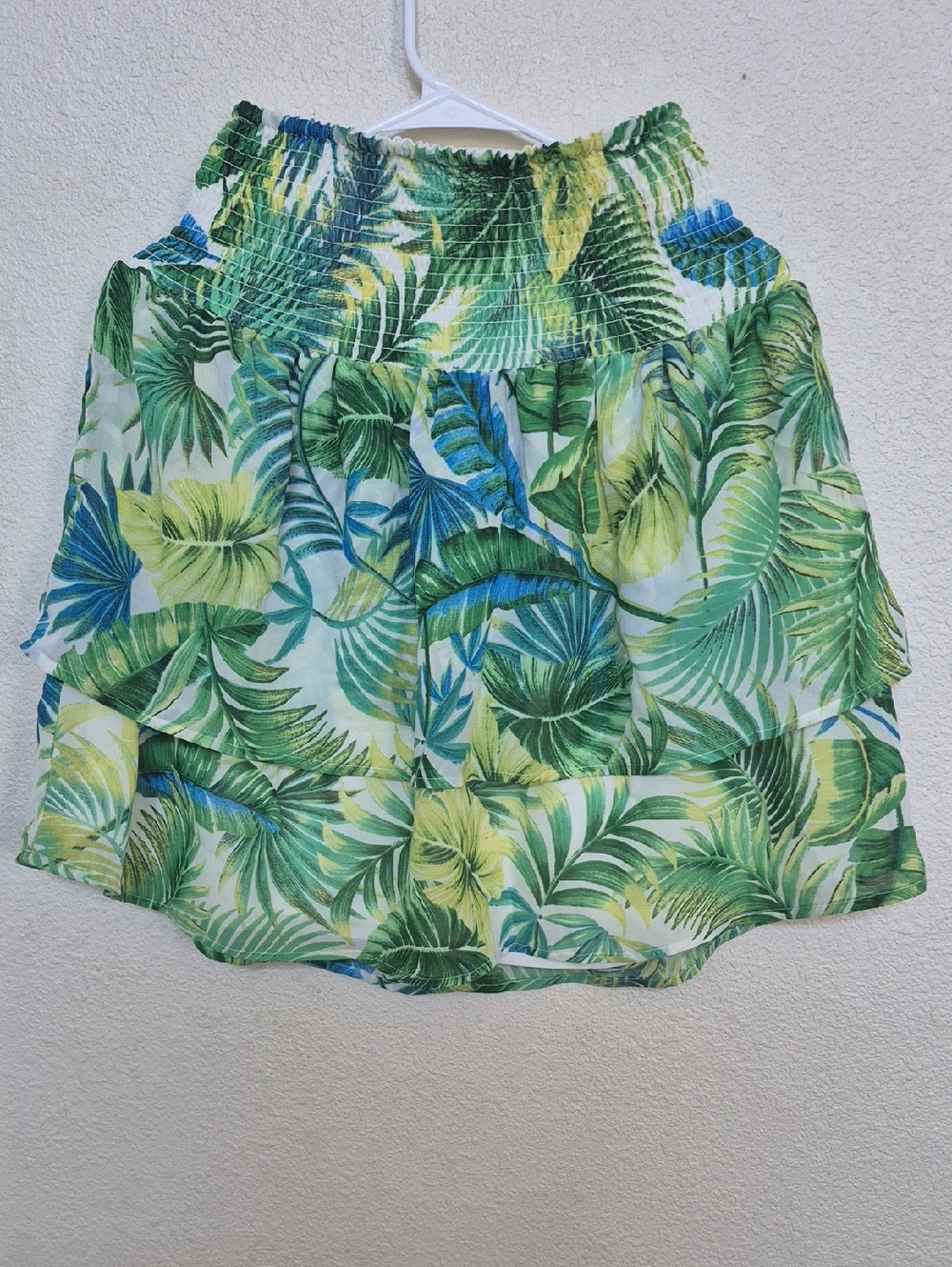 Tropical Green Leaf Tiered Women's Skirt